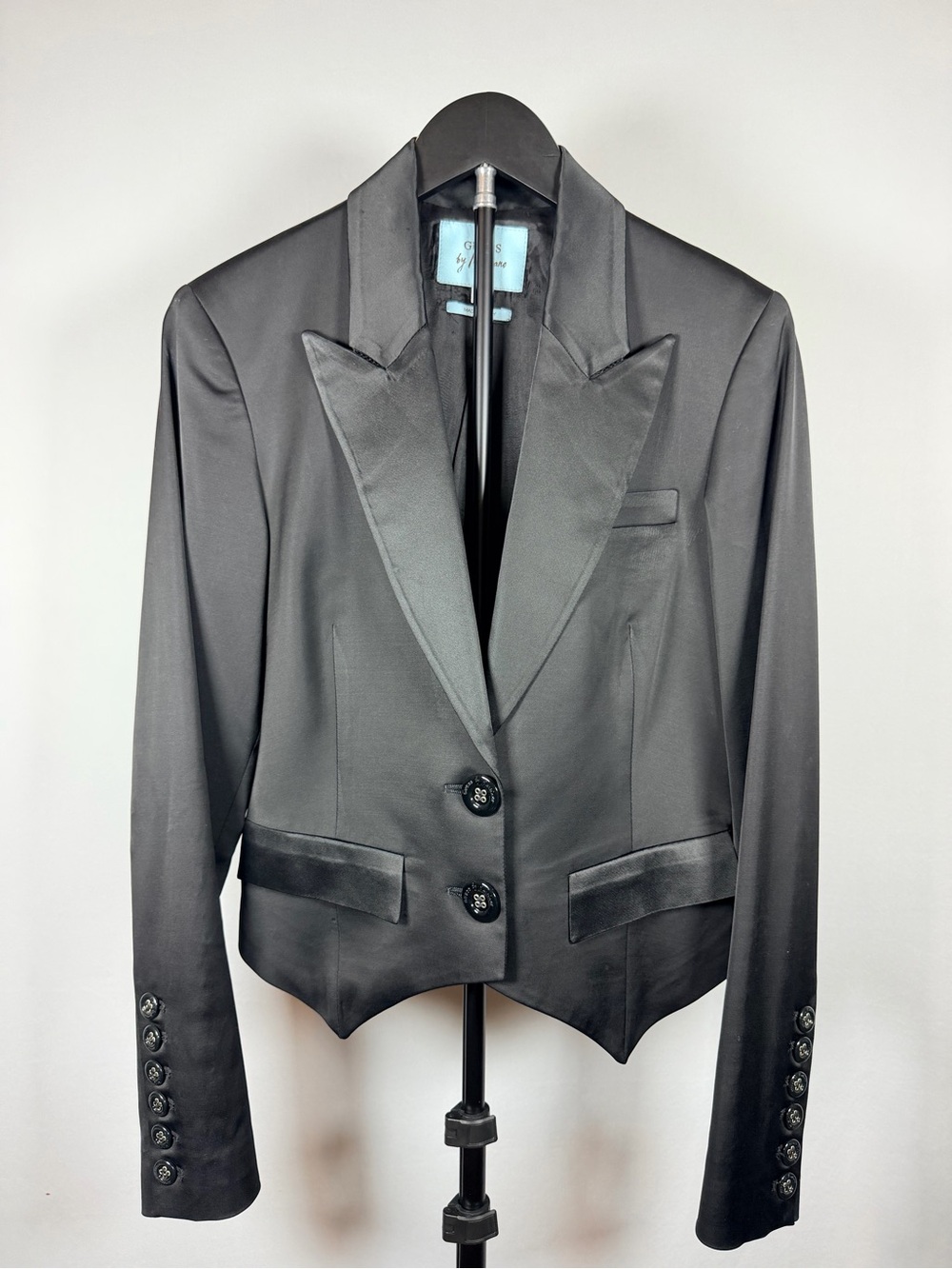 Guess by Marciano Black Satin Tailored Blazer
